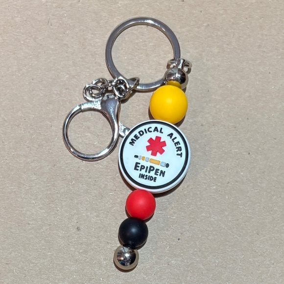Silicone Bead Keychain - Medical Alert Allergies - Picture 1 of 2